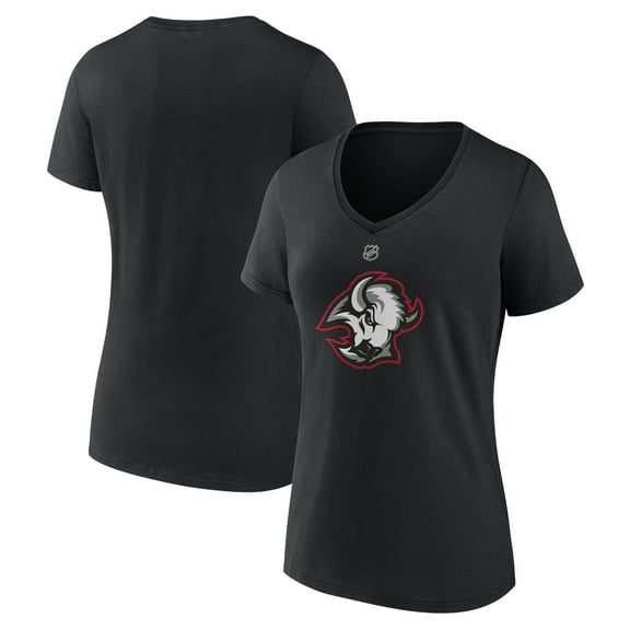 Women's Black Buffalo Sabres Alternate Logo V-Neck T-Shirt
