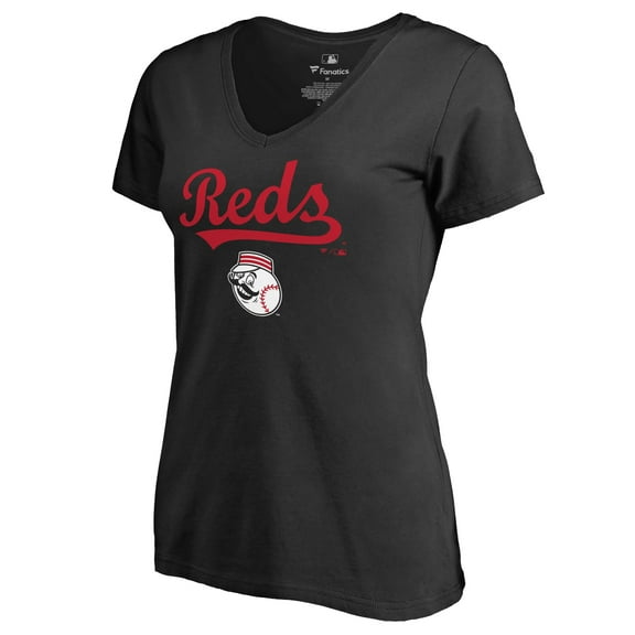Women's Black Cincinnati Reds Team Lockup T-Shirt