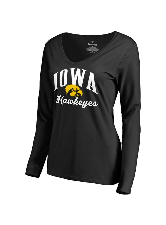 Women's Fanatics Branded Black Iowa Hawkeyes Victory Script Long Sleeve T-Shirt
