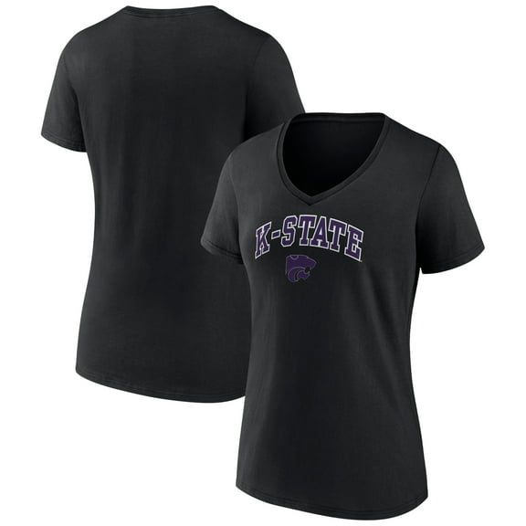 Women's Black Kansas State Wildcats Campus V-Neck T-Shirt