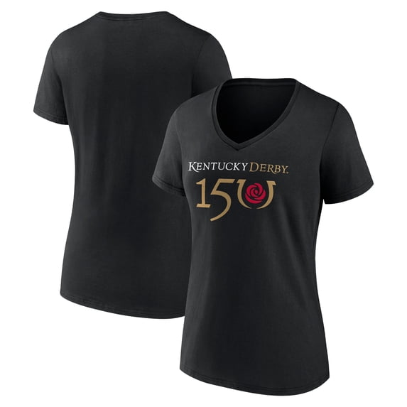 Women's Black Kentucky Derby 150 Primary Logo V-Neck T-Shirt