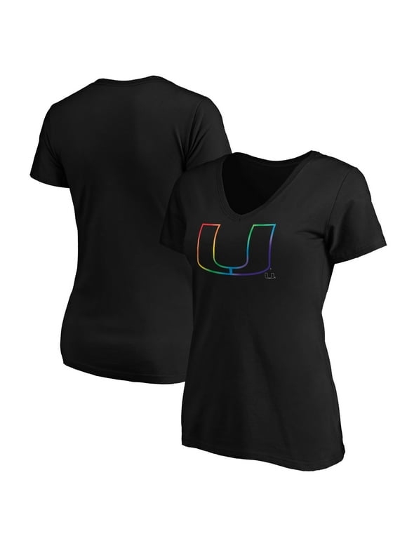 Women's Fanatics Branded Black Miami Hurricanes Team Pride Logo V-Neck T-Shirt