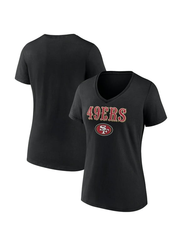 Women's Fanatics Branded Black San Francisco 49ers Logo Team Lockup V-Neck T-Shirt