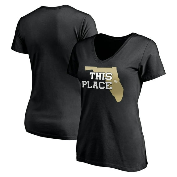 Women's Black UCF Knights This Place V-Neck T-Shirt