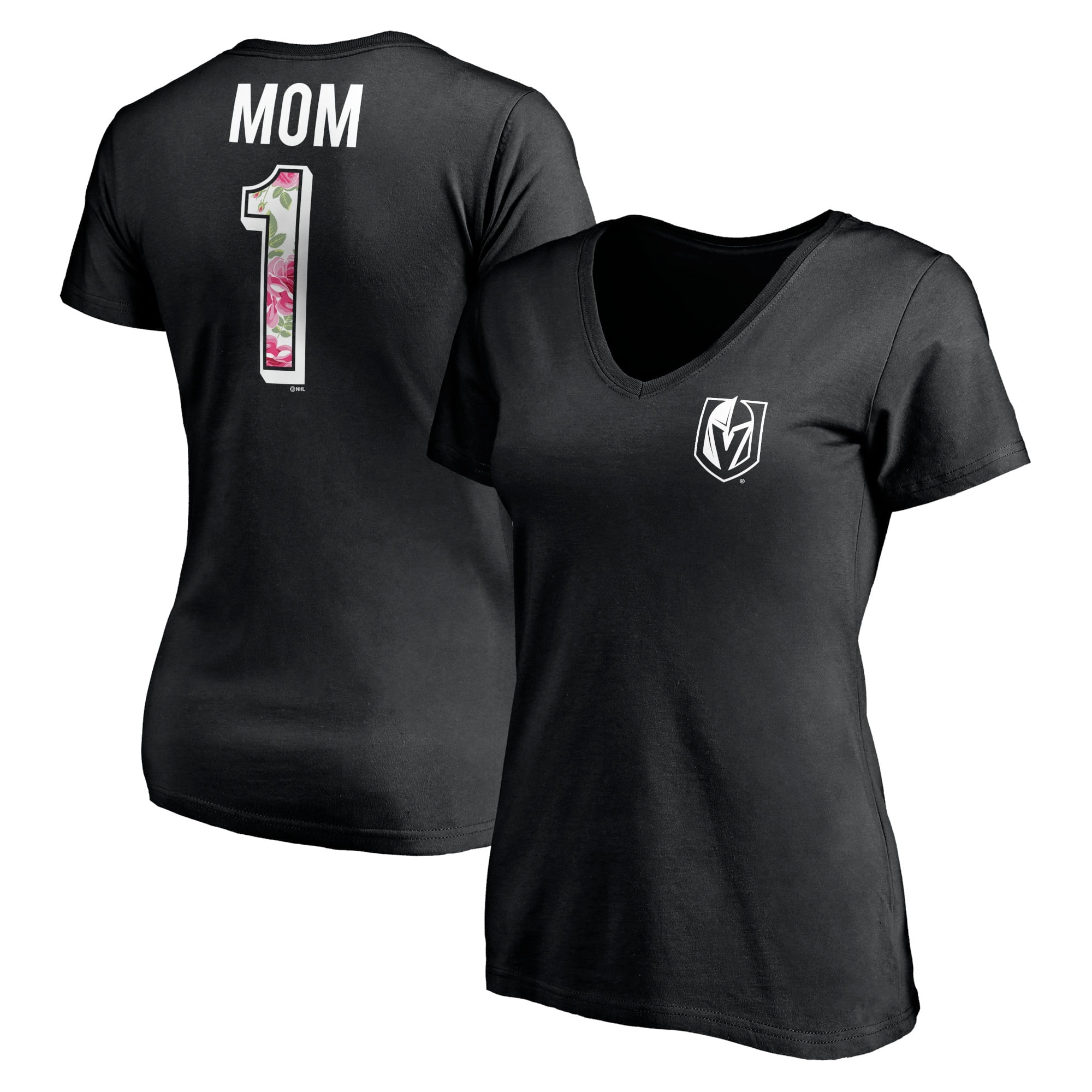 Women's Black Vegas Golden Knights Mother's Day VNeck TShirt