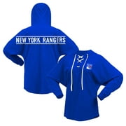 Women's Fanatics Branded Blue New York Rangers Jersey Lace-Up V-Neck Long Sleeve Hoodie T-Shirt