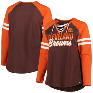 NWT NFL Team Apparel Womens Cleveland Browns Lace Up V Neck Top Sz