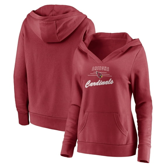 Women's Fanatics Branded Cardinal Arizona Cardinals Victory Crossover V-Neck Pullover Hoodie