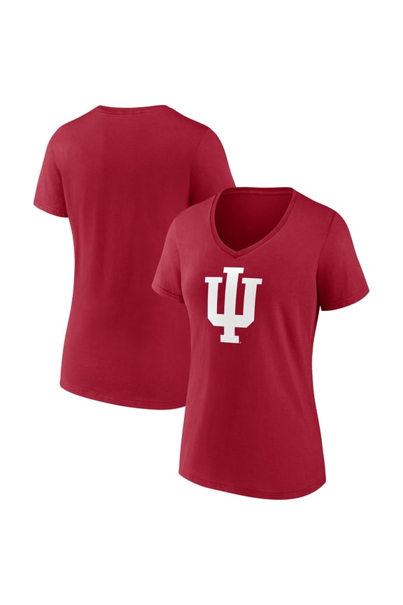 Women's Cardinal Indiana Hoosiers Team Logo V-Neck T-Shirt