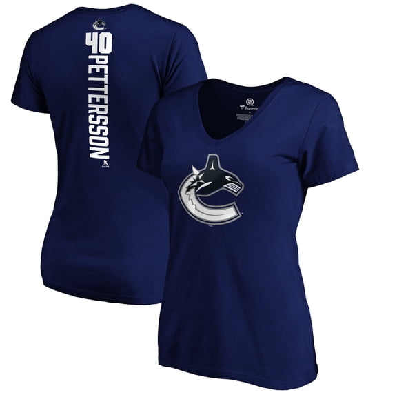 Women's Elias Pettersson Royal Vancouver Canucks Playmaker V-Neck T-Shirt