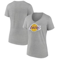 Women's Gray Los Angeles Lakers Logo V-Neck T-Shirt