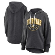 Women's Fanatics Heather Charcoal Pittsburgh Penguins Lux Lounge Helmet Arch Pullover Hoodie