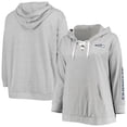 thumbnail image 1 of Women's Fanatics Heathered Gray Seattle Seahawks Plus Size Lace-Up Pullover Hoodie, 1 of 3
