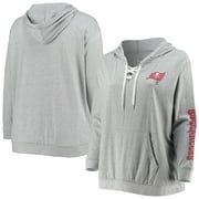 Women's Fanatics Branded Heathered Gray Tampa Bay Buccaneers Plus Size Lace-Up Pullover Hoodie
