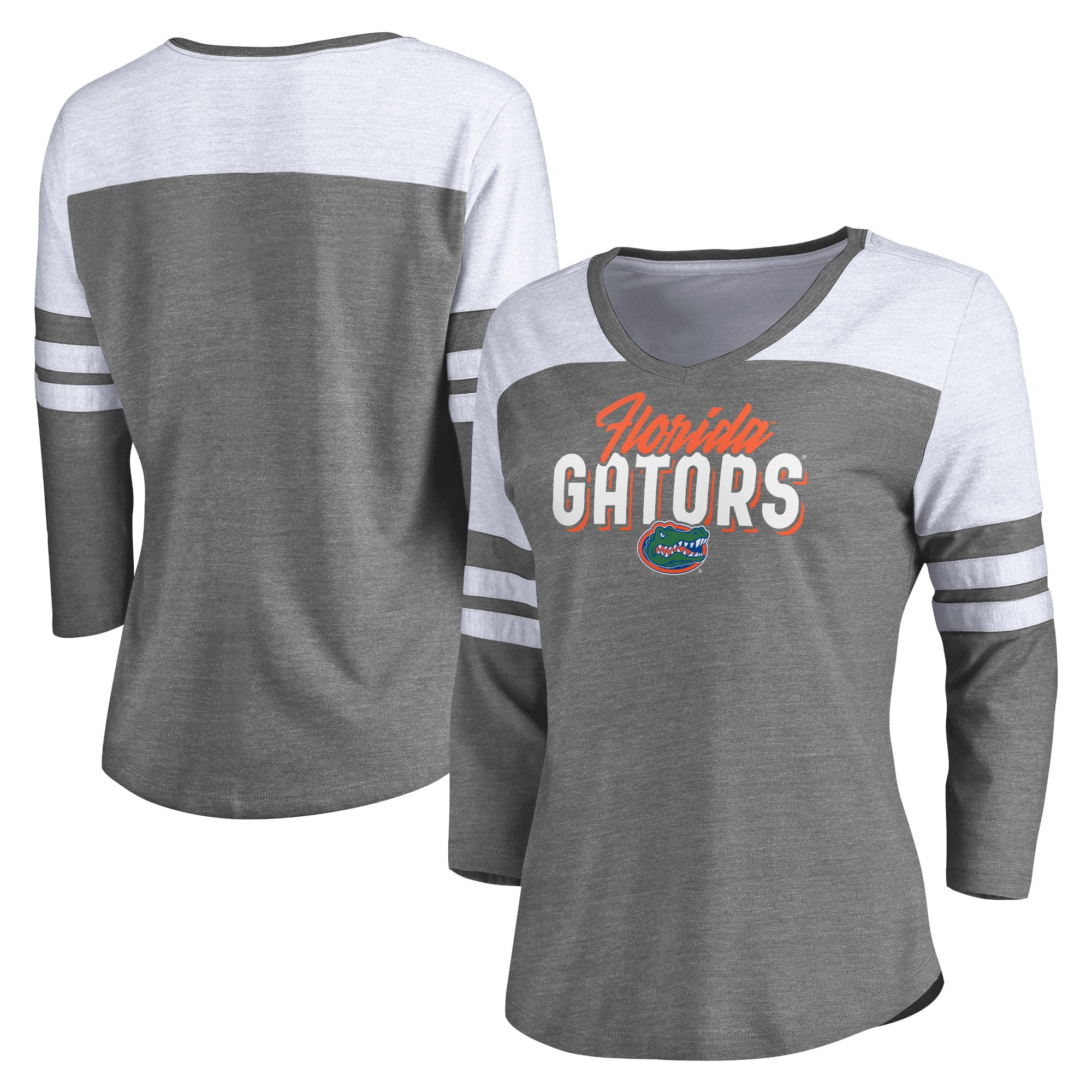 Women's Fanatics Branded Heathered Gray/White Florida Gators Hustle 3/4 ...