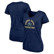 Women's Fanatics Branded Heathered Navy Notre Dame Fighting Irish Retro Arc Icon V-Neck T-Shirt