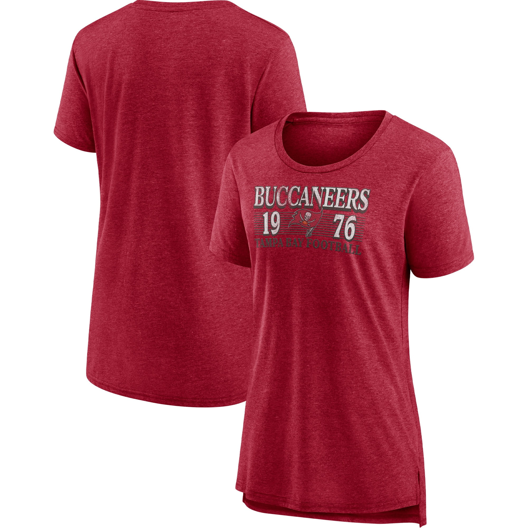 Women's Fanatics Branded Heathered Red Tampa Bay Buccaneers Neck And Neck  Scoop Neck T-Shirt 