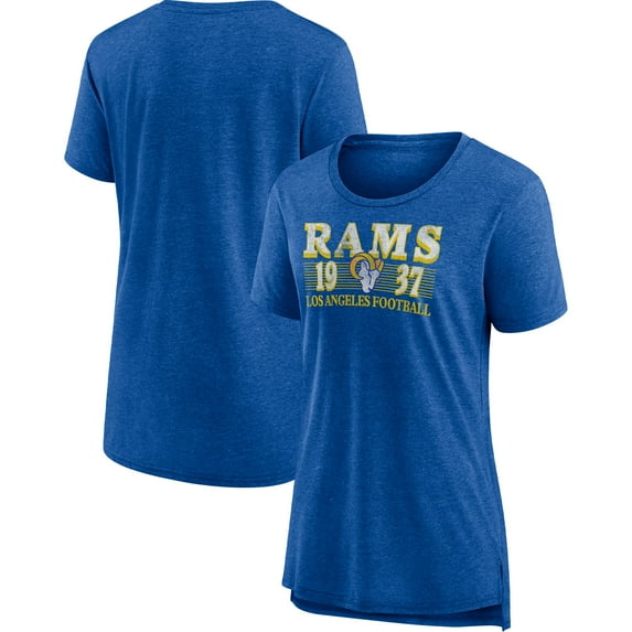 Women's Fanatics Heathered Royal Los Angeles Rams Neck And Neck Scoop Neck T-Shirt