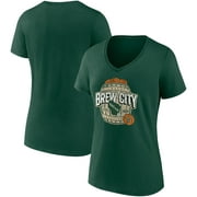 Women's Fanatics Branded Hunter Green Milwaukee Bucks Hometown Collection Brew City V-Neck T-Shirt