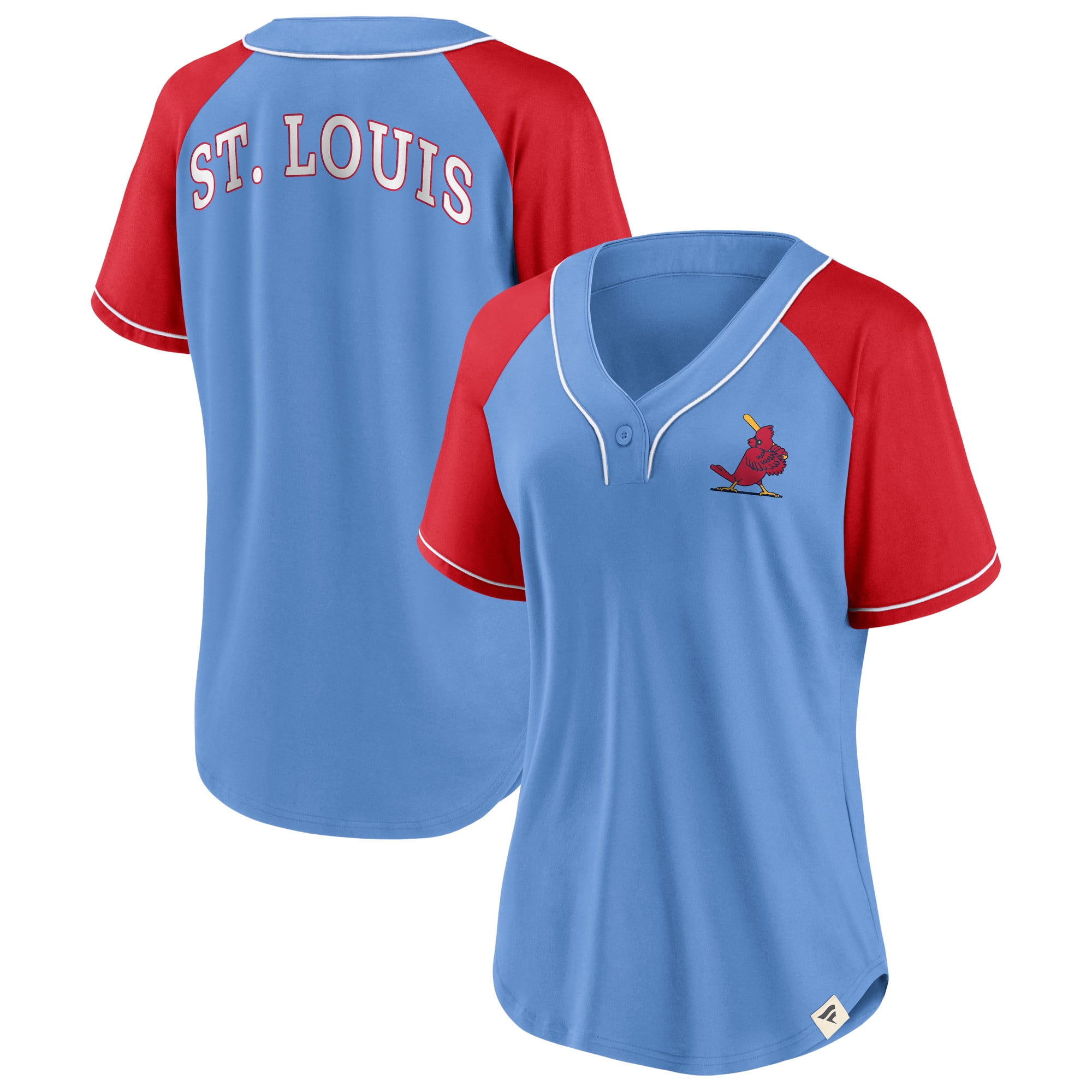 Women's Fanatics Light Blue St. Louis Cardinals Bunt Raglan V-Neck T ...