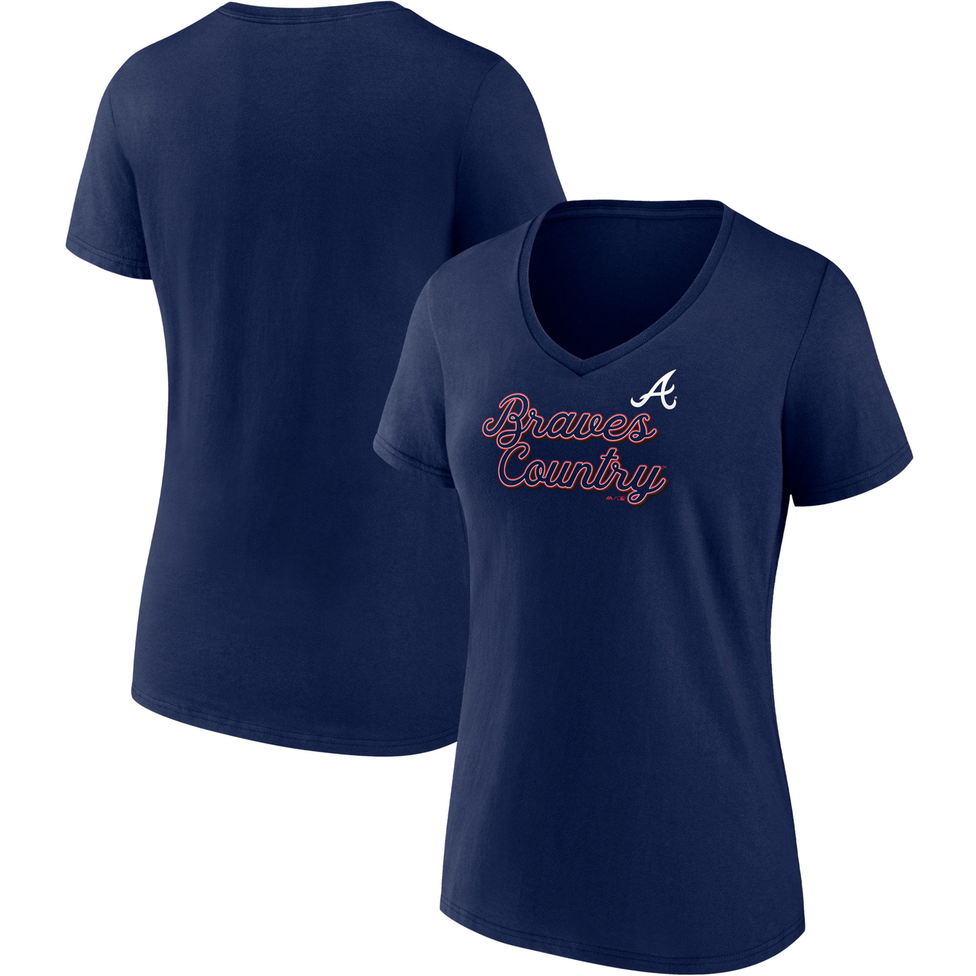 Women's Fanatics Branded Navy Atlanta Braves Regulation V-Neck T-Shirt 