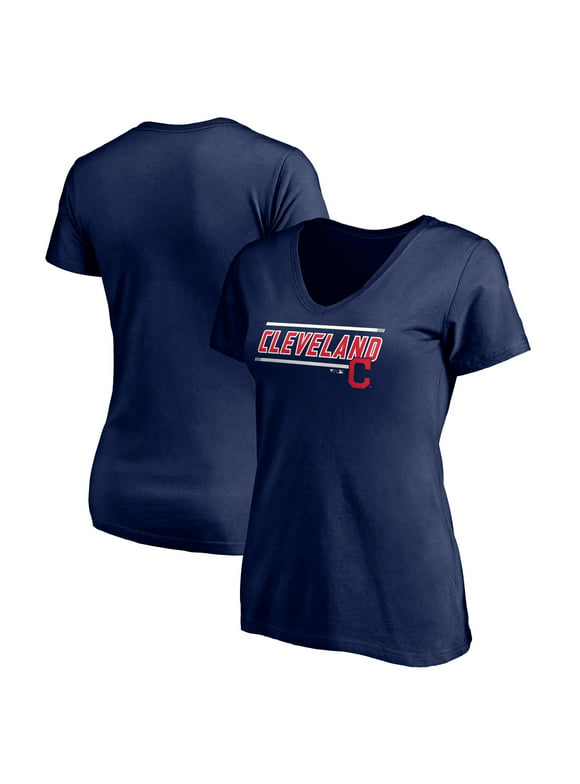 Women's Fanatics Branded Navy Cleveland Indians Plus Size Mascot In Bounds V-Neck T-Shirt