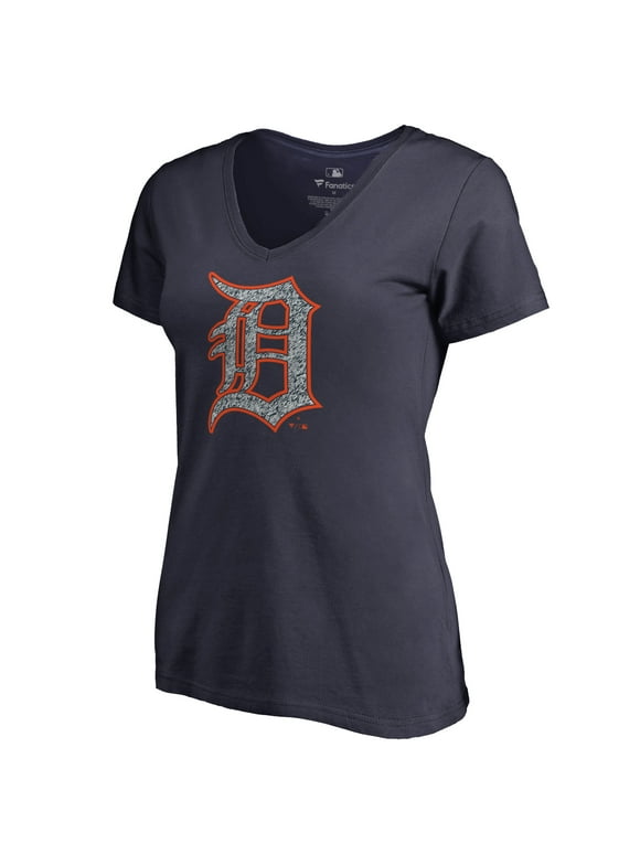 Women's Fanatics Branded Navy Detroit Tigers Static Logo V-Neck T-Shirt