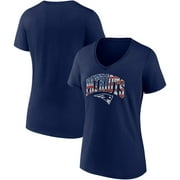 Women's Fanatics Branded Navy New England Patriots Team Banner Wave V-Neck T-Shirt