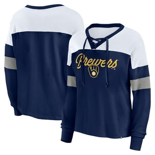 Women's Touch Gray/Navy Milwaukee Brewers Home Run Tri-Blend Short Sleeve T-Shirt Size: Small