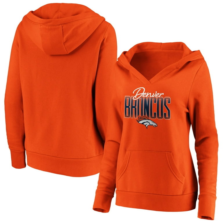 Women s Fanatics Branded Orange Denver Broncos Upright Script Pullover Hoodie