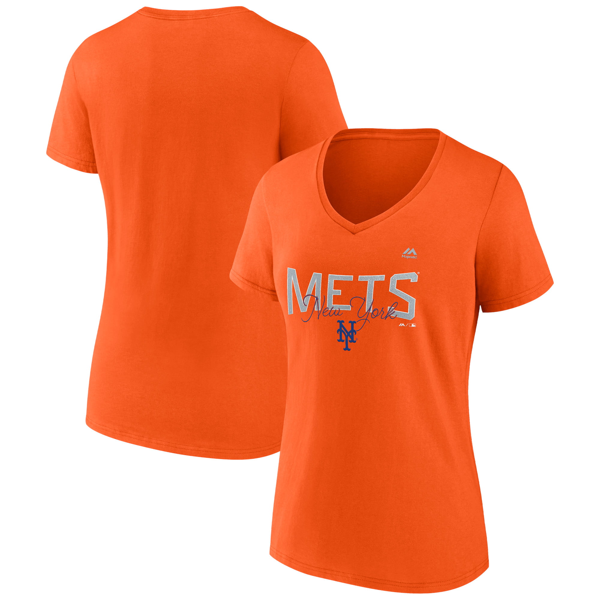 Women's Fanatics Branded Orange New York Mets Score From Second V-Neck T- Shirt 