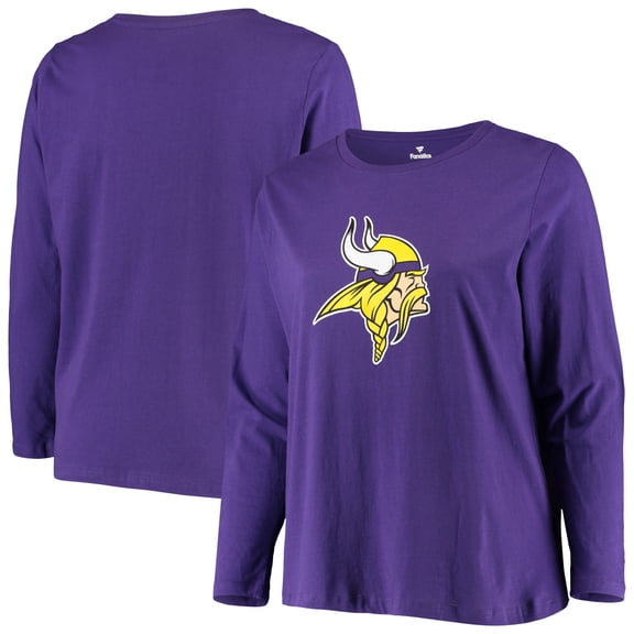 Women's Fanatics Purple Minnesota Vikings Plus Size Primary Logo Long Sleeve T-Shirt