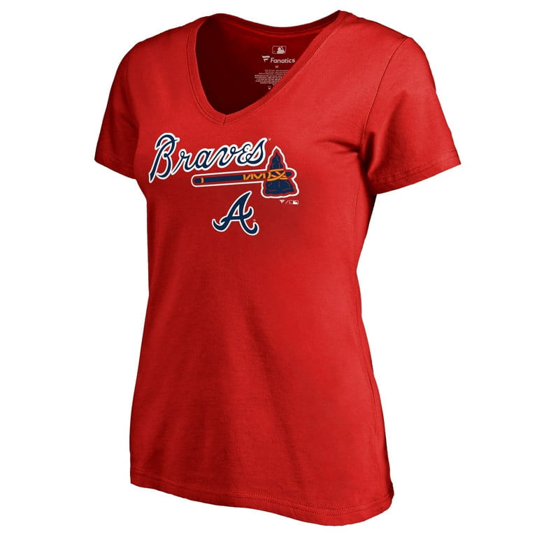 Women's Fanatics Branded Red Atlanta Braves Team Lockup T-Shirt 