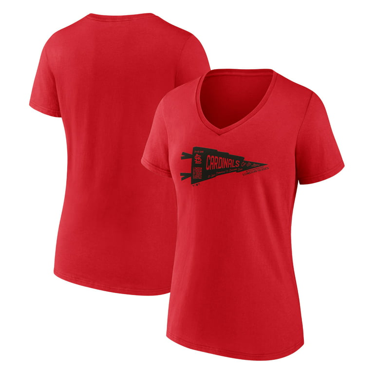 Women's Fanatics Branded Red St. Louis Cardinals 2023 MLB World Tour:  London Series Pennant V-Neck T-Shirt 