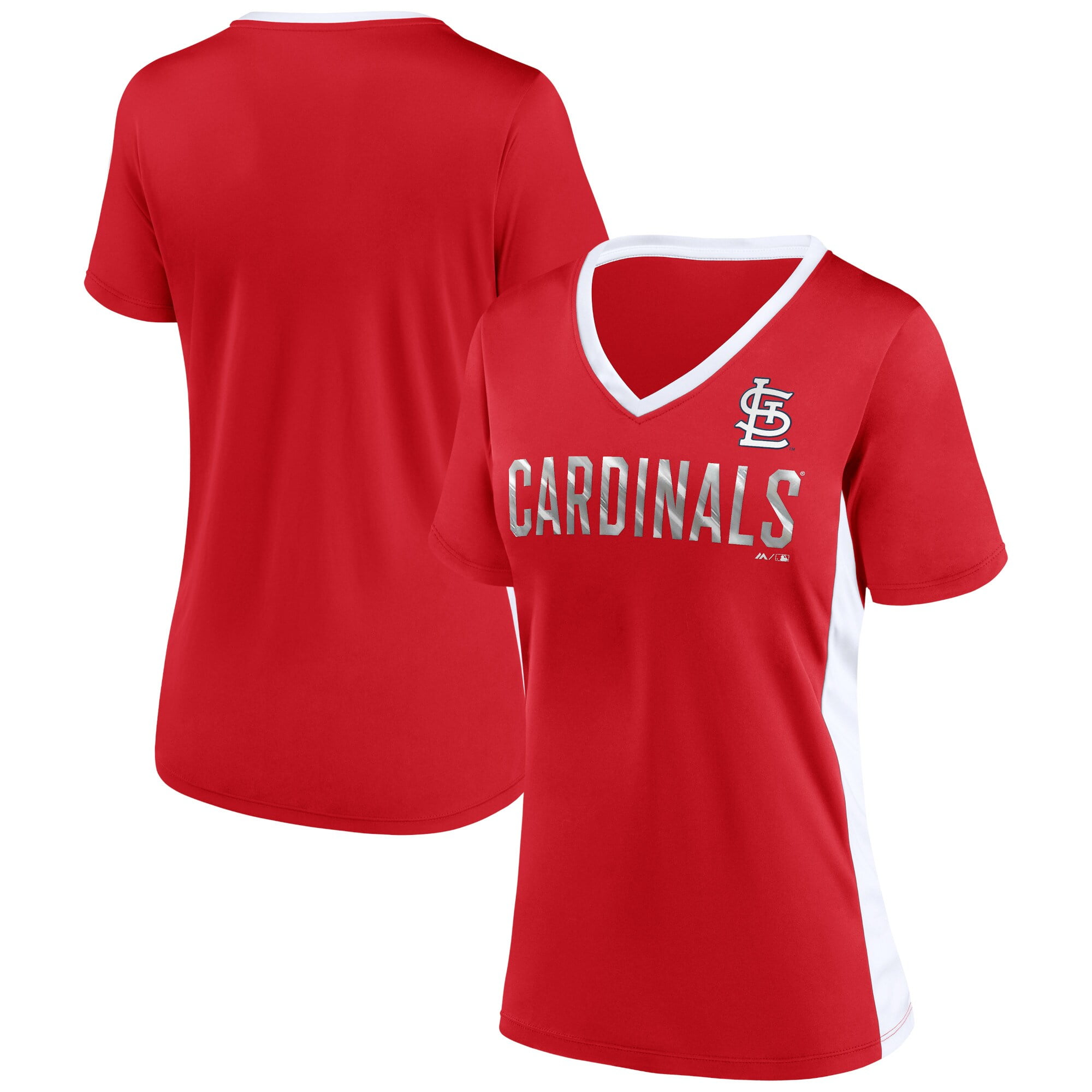 Women's Fanatics Branded Red St. Louis Cardinals FourSeam VNeck T