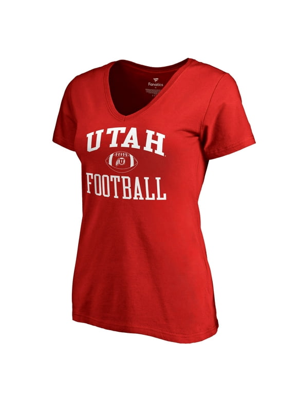 Women's Fanatics Branded Red Utah Utes First Sprint V-Neck T-Shirt