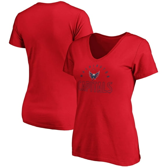Women's Fanatics Branded Red Washington Capitals State Pride Outline V-Neck T-Shirt