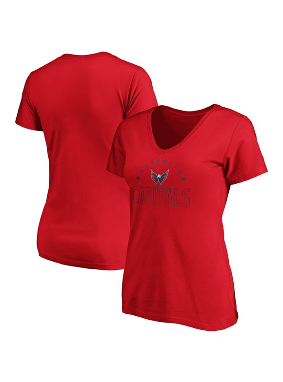 Women's Fanatics Branded Red Washington Capitals State Pride Outline V-Neck T-Shirt