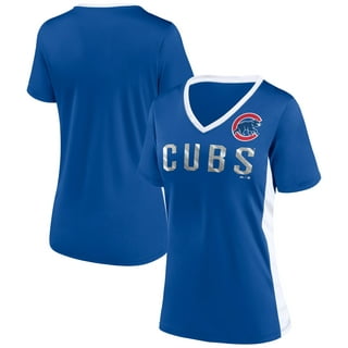 Women's G-III 4Her by Carl Banks White/Royal Chicago Cubs Lead-Off Raglan 3/4-Sleeve V-Neck T-Shirt Size: Medium