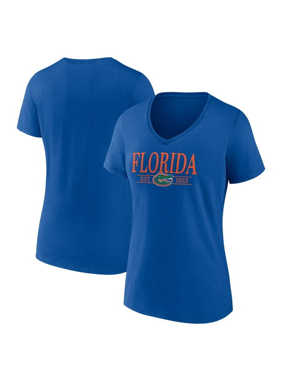 Women's Fanatics Branded Royal Florida Gators Essential Stack V-Neck T-Shirt
