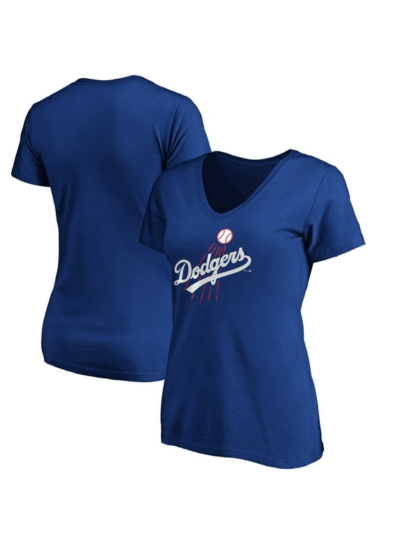 Women's Fanatics Branded Royal Los Angeles Dodgers Cooperstown Collection Huntington Logo V-Neck T-Shirt