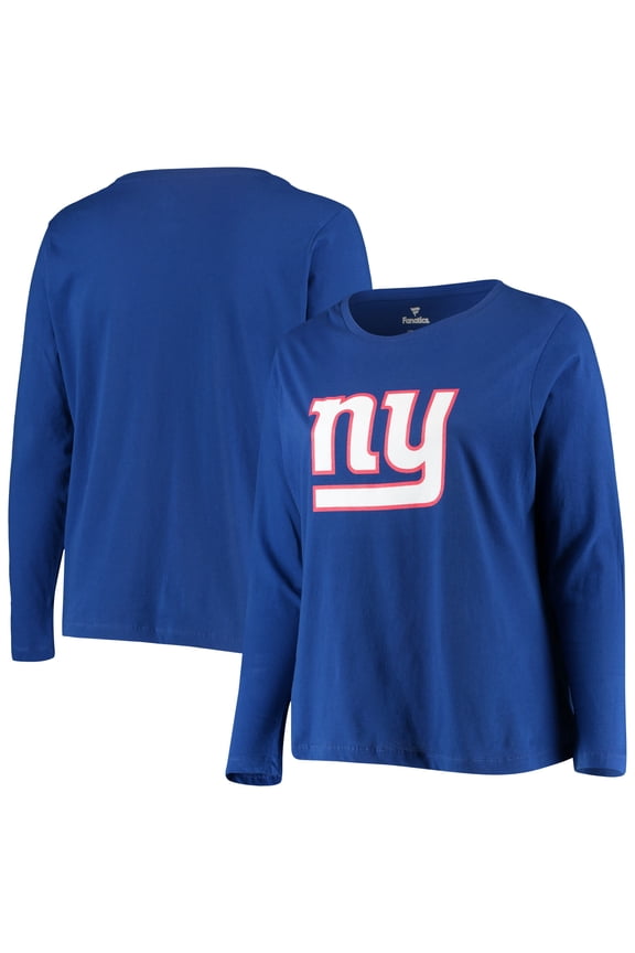 Women's Fanatics Royal New York Giants Plus Size Primary Logo Long Sleeve T-Shirt