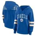 thumbnail image 1 of Women's Fanatics Branded Royal Philadelphia 76ers Bold Move Dolman V-Neck Pullover Hoodie, 1 of 3