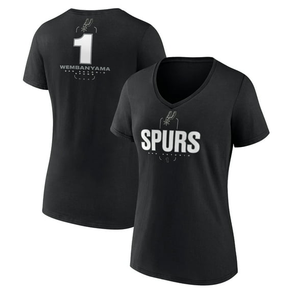 Women's Victor Wembanyama Black San Antonio Spurs Behind The Back Name & Number V-Neck T-Shirt
