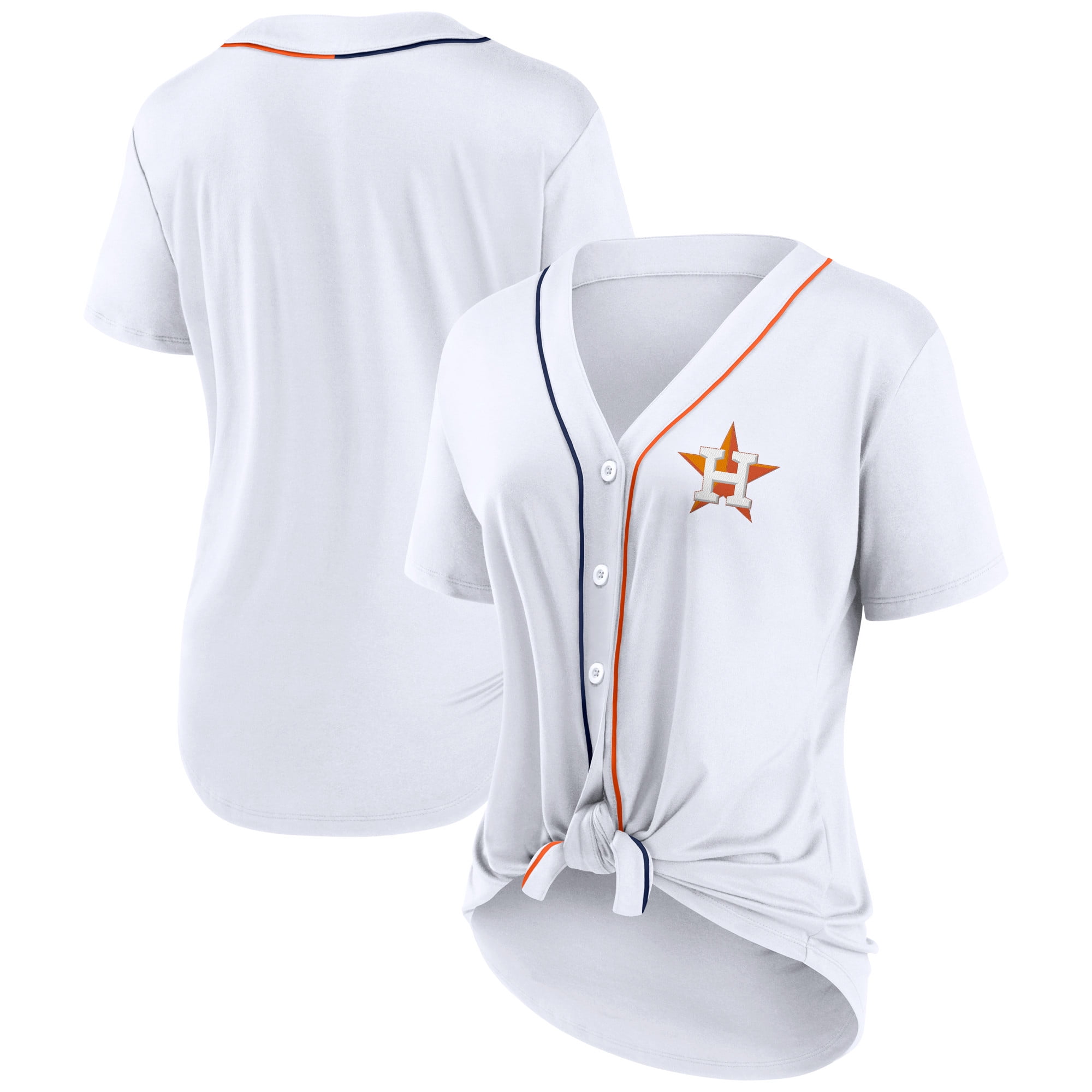 Women's Fanatics Branded White Houston Astros Dugout Tie Front V-Neck Jersey  