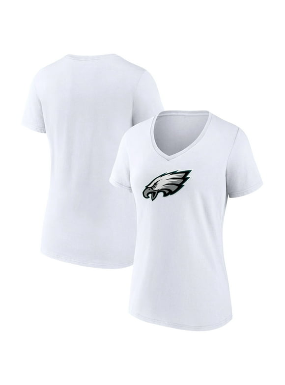 Women's Fanatics Branded White Philadelphia Eagles Primary Team Logo V-Neck T-Shirt