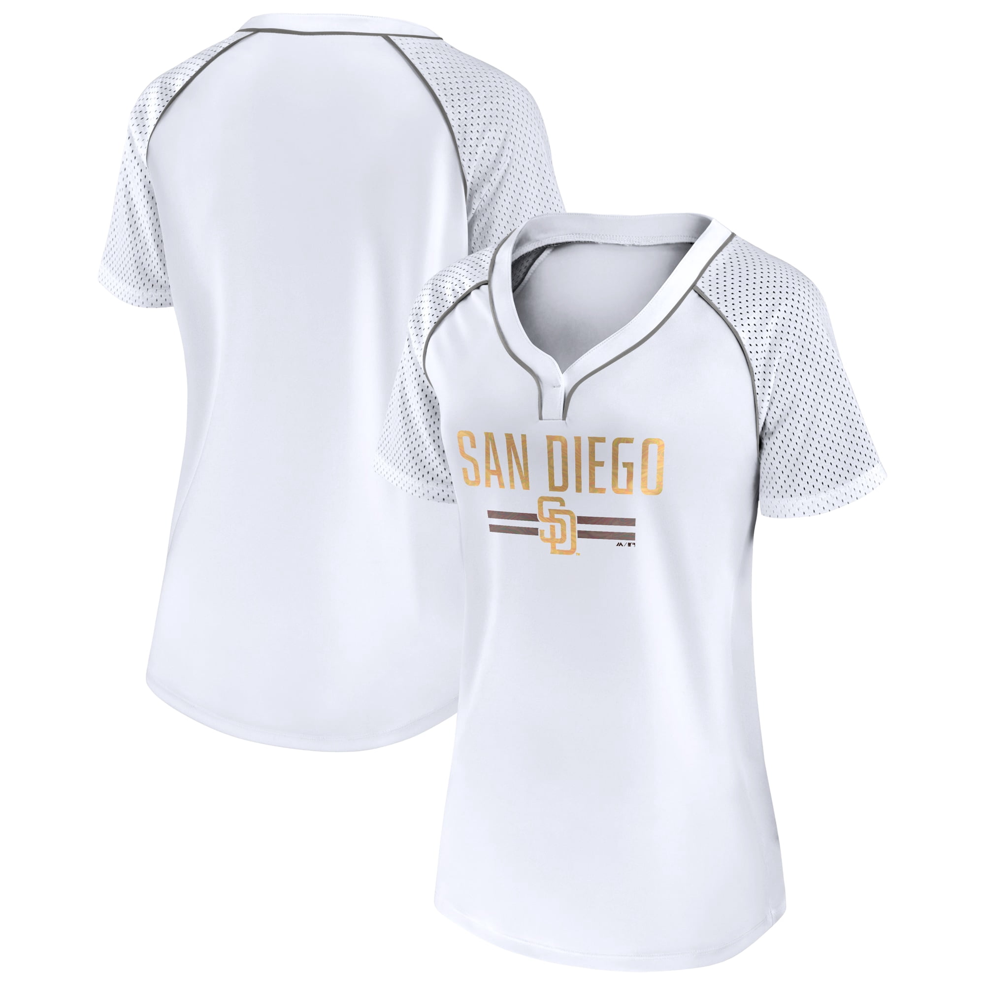 Women's Fanatics Branded White San Diego Padres Play Calling Packet V-Neck  T-Shirt 