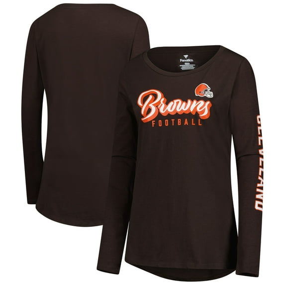 Women's Fanatics Brown Cleveland Browns Cheerleader Long Sleeve T-Shirt
