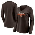 thumbnail image 1 of Women's Fanatics Brown Cleveland Browns Highly Valued Long Sleeve V-Neck T-Shirt, 1 of 3