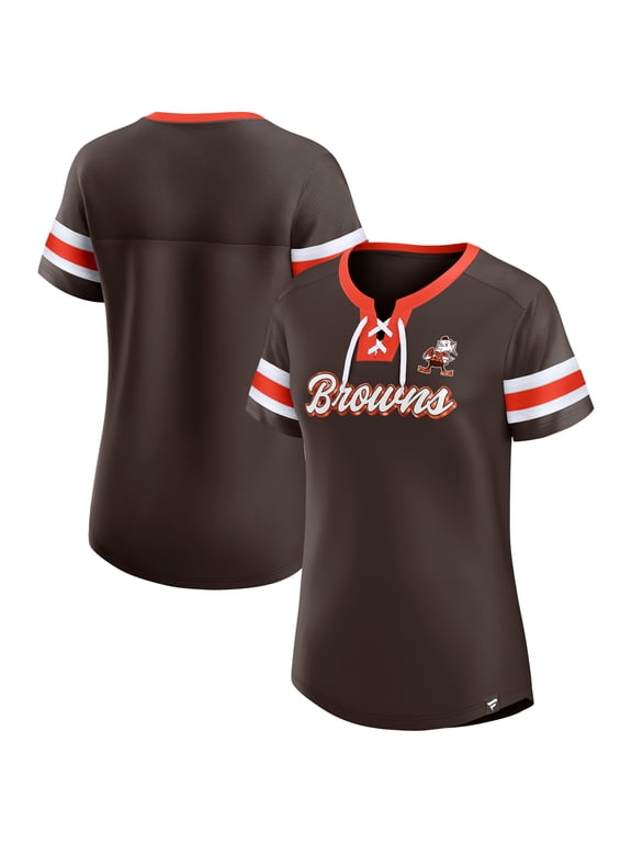 Women's Fanatics Brown Cleveland Browns Original State Lace-Up T-Shirt